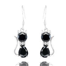 2Ct Pear Cut CZ Black Diamond Cat Drop Hook Earrings 14K White Gold Finish - £109.23 GBP
