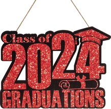 Graduation Decorations Class of 2024 Wooden Sign, Red 2024 Graduation Party Deco - £16.65 GBP