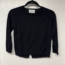 Zara Girls Solid Black Pullover Sweater Viscose Size 9 Medium Detailed Hem - £12.49 GBP