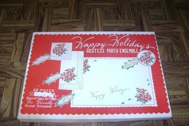 Vintage Happy Holidays Hostess Party Ensemble Christmas Papers Box Set Incomplet - £7.90 GBP