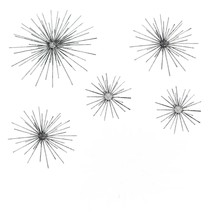 Scratch &amp; Dent Aged Silver Finish Atomic Star Burst Wall Sculptures Set of 5 - £54.17 GBP