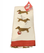 NWT Envogue White and Red with Dachsund Print Valentines Kitchen Towels ... - $19.51 CAD