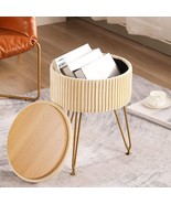 Cuyoca Round Storage Ottoman With Tray, Coffee Table Foot Rest, Velvet C... - £40.86 GBP