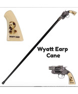 Wyatt Earp Revolver Gun Handle Cane Gentleman&#39;s Walking Stick Pistol Sha... - $40.60 CAD
