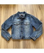 Vintage 90&#39;s LEI Jean Jacket Medium Wash Distressed Size Medium Cropped ... - $457.31 MXN