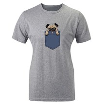 Cute Pug Dog in My Pocket Girl T-Shirt Cotton Sports Gym Shirts Tops Gift Tee - £13.20 GBP