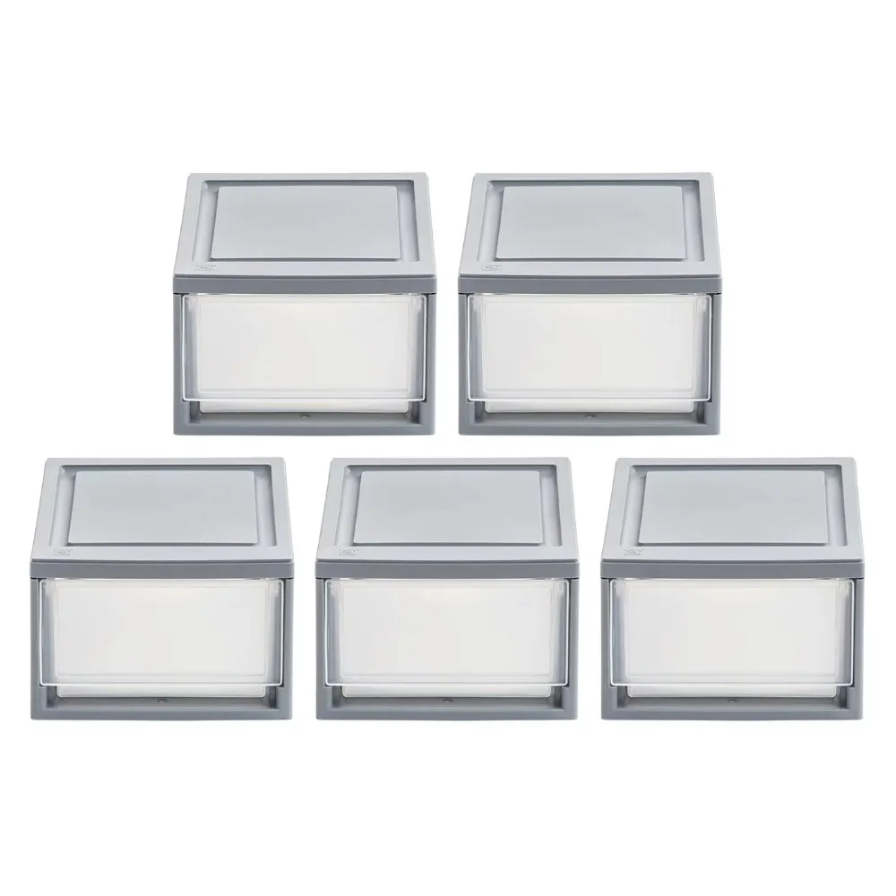 Stackable Storage Drawer, Gray, 5 Pack - $84.67