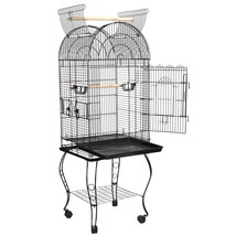 63.9&#39;&#39; Rolling Bird Cage Wrought Iron Top Open Large Parrot Cage W/Rolling Stand - £93.51 GBP
