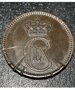 1882 Denmark Danmark Rare 5 Ore  Copper Coin - £15.63 GBP