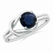 Authenticity Guarantee 
Solitaire Blue Sapphire Infinity Knot Ring in 14K Whi... - £644.96 GBP