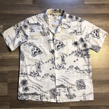 Vintage Hawaiian Shirt Howie Men’s XL Black &amp; White Hawaiian Islands Map... - $20.00