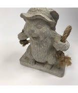 Vintage Garden Decor Rabbit Bunny Resin Figurine On Swing Animal Kitsch - £19.34 GBP