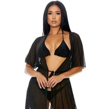 Halter String Bikini Set Sheer Swim Coverup Long Full Length Kimono Blac... - £27.94 GBP