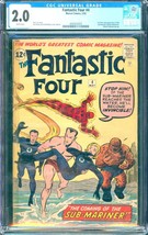 Fantastic Four #4 (1962) CGC 2.0 -- White pages; 1st Sub-Mariner in Silver Age - £2,087.42 GBP