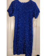 Vintage American Night Beaded Silk Formal Navy Blue Cocktail Dress Size ... - $46.74