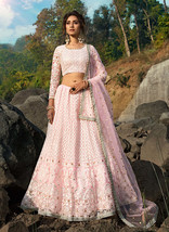 Beautiful Baby Pink Designer Embroidery Wedding Lehenga Choli - £109.31 GBP
