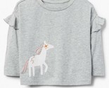 NWT Gymboree Rising Stars Unicorn Girls Gray Long Sleeve Shirt 3T - £7.16 GBP