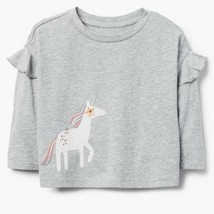 NWT Gymboree Rising Stars Unicorn Girls Gray Long Sleeve Shirt 3T - £7.15 GBP