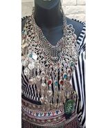 DELUXE XL DRAPING KUCHI SILVER  SPARKLE  GEM   TRIBAL ATS GYPSY NECKLAS - $2,714.13 MXN