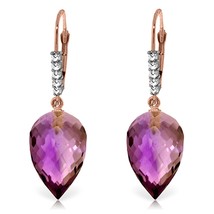 Galaxy Gold GG 14k Rose Gold Earrings with Drop Briolette Amethysts and ... - £474.90 GBP