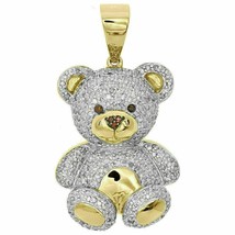 14k Yellow Gold Over 3.00Ct Simulated Diamond Teddy Bear Pendant Christmas - £65.38 GBP