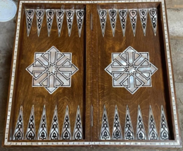 Handmade, Wood Backgammon Board, Wood Chess Board, Inlaid Mother Of Pearl (20&quot;) - £1,471.65 GBP