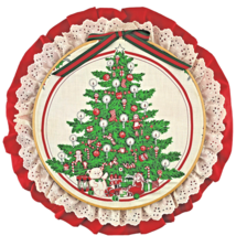 Christmas Tree Victorian Hoop Art Fabric Wreath Holiday Bear Dolls Train - £11.39 GBP