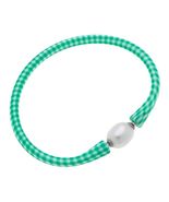 Freshwater Pearl Silicone Bracelet - Gingham Green - $13.86