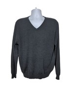 J Crew Men&#39;s V Neck Merino Wool Sweater Size Large Solid Black Business - $38.20