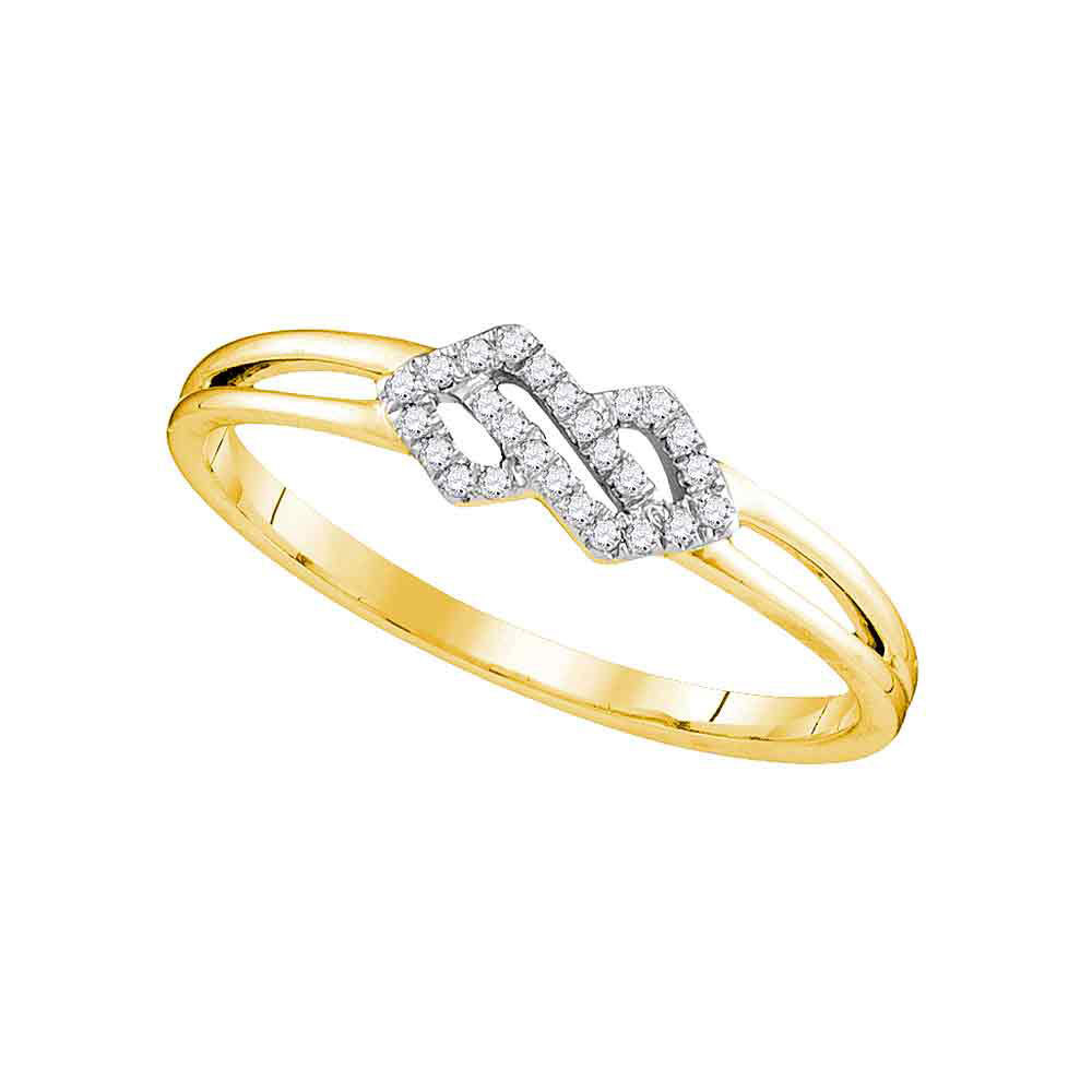 10k Yellow Gold Womens Round Diamond Cluster Fashion Ring 1/12 Cttw