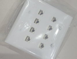 2 of Ethernet Wall Plate CAT6 8-Port 2 Gang Network Female F/F white w/ ... - $14.84