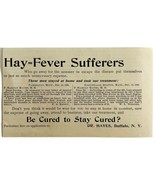 Dr Hayes Hay Fever Medicine 1894 Advertisement Victorian Buffalo NY 3 AD... - $27.41 CAD