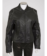 MotoGP Licensed Black Leather Motorcycle Jacket Women&#39;s SZ 10 padded Ladies - $54.47 CAD