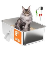 Stainless Steel Litter Box Set- [4-in-1] Extra Large Cat Litter Box with... - $49.49