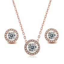 Jewelry Sets For Women Round Micro Mosaic Cubic Zirconia Wedding Party 2pcs Neck - £14.11 GBP
