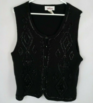 Vintage Worthington Black Beaded Sweater Vest Size Medium - £14.49 GBP