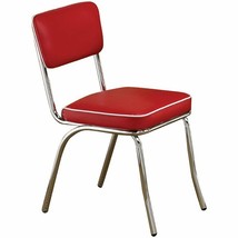 Dining Side Chair In Red And Chrome (Set Of 2) - £372.04 GBP