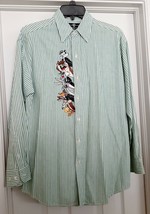 Warner Bros Studio Store Looney Toons Shirt Striped Cotton L/S Green Men... - £47.15 GBP