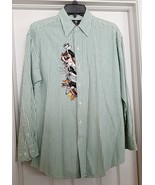 Warner Bros Studio Store Looney Toons Shirt Striped Cotton L/S Green Men... - £47.86 GBP