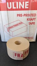 10 New Uline Reinforced Kraft Tape - &quot;Fragile - Handle with Care&quot;, 3&quot; x 450&#39; - $129.99