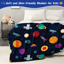 Kids Girls Print Space Bedroom Soft Cozy Lightweight Plush Throw Blanket 50&quot;x40&quot; - £25.53 GBP