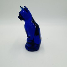Vintage Fenton Art Glass Cobalt Blue Cat 95th Anniversary Figurine 5” - £67.26 GBP