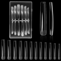 3XL Extra Long Square Straight Nail Tips-120Pcs Clear Acrylic Full Cover... - £8.87 GBP