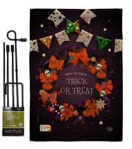 Trick Or Treat Wreath Burlap - Impressions Decorative Metal Garden Pole Flag Set - £27.23 GBP