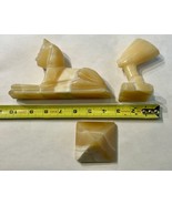 Egyptian Honey Calcite Alabaster Set – Sphinx, Nefertiti &amp; Pyramid Trio ... - $103.94 CAD