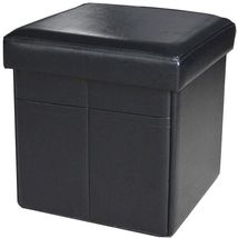 Faux Leather Storage Ottoman Bench Footrest Stool Ottoman Bench 15"X15"X15" - $29.99