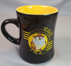 Tasmanian Devil Taz Coffee Mug Cup Six Flags Warner Brothers Black Yello... - $19.75