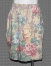 VTG FILATI Pastel Floral Roses Elastic Waist Jersey Knit Knee Length Ski... - $22.99