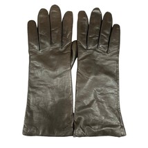 VTG Grandoe Brown Leather Gloves Womens Sz 7.5 Cashmere lining - $39.20