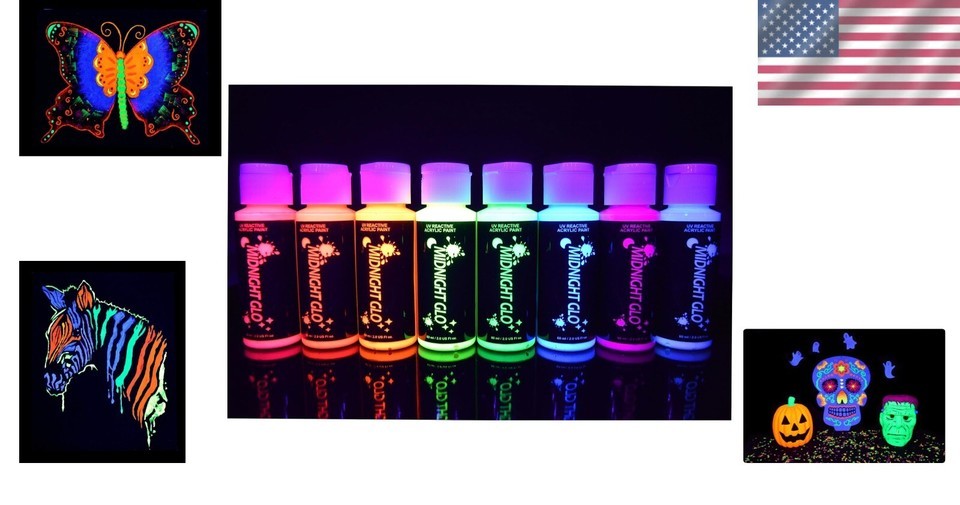 8-Pack Non-Toxic Acrylic Paint Set - Bright Fluorescent Colors for Art Projects Item image 2